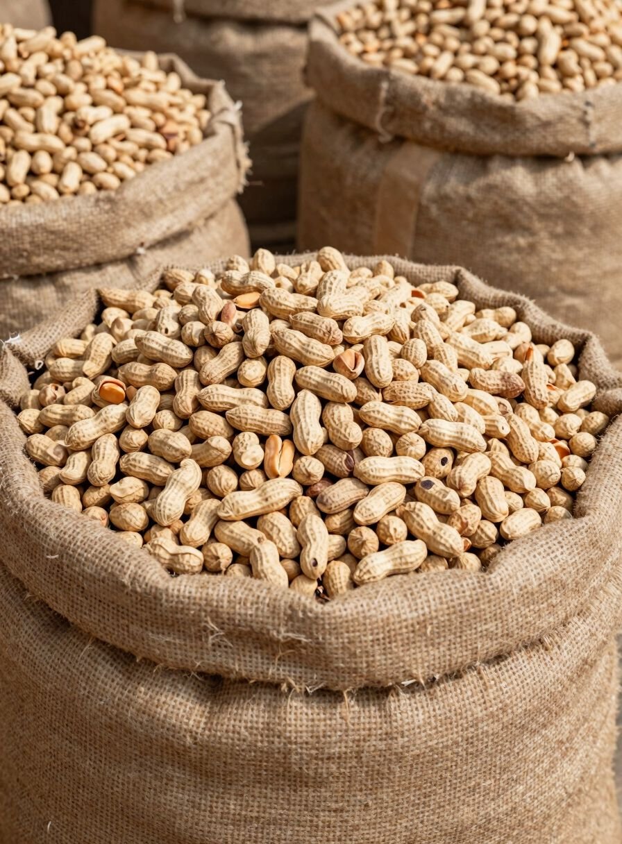 Sacks of roasted peanuts